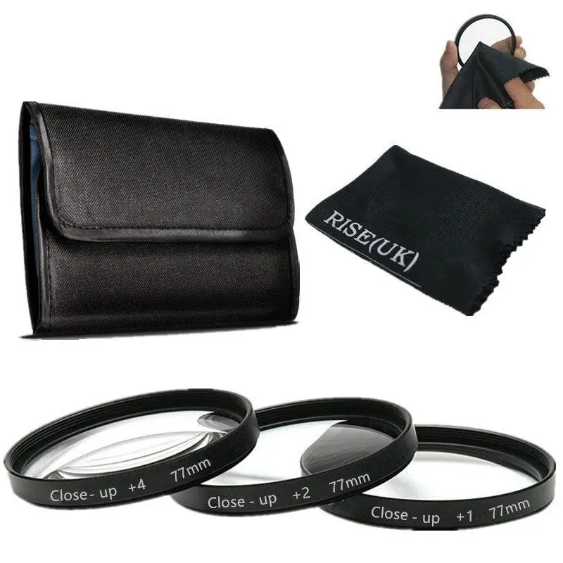 

77mm Macro Close Up +1 +2 +4 Lens Filter Kit Set For Nikon Canon Tamron DSLR camera