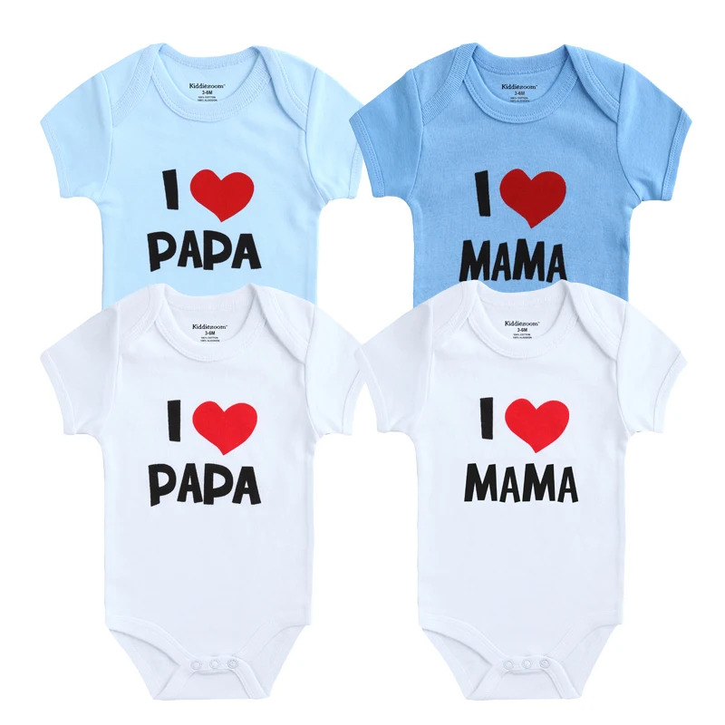 Kiddiezoom боди для ребенка мальчика I Love Papa Mama комплект одежды для маленьких девочек с принтом