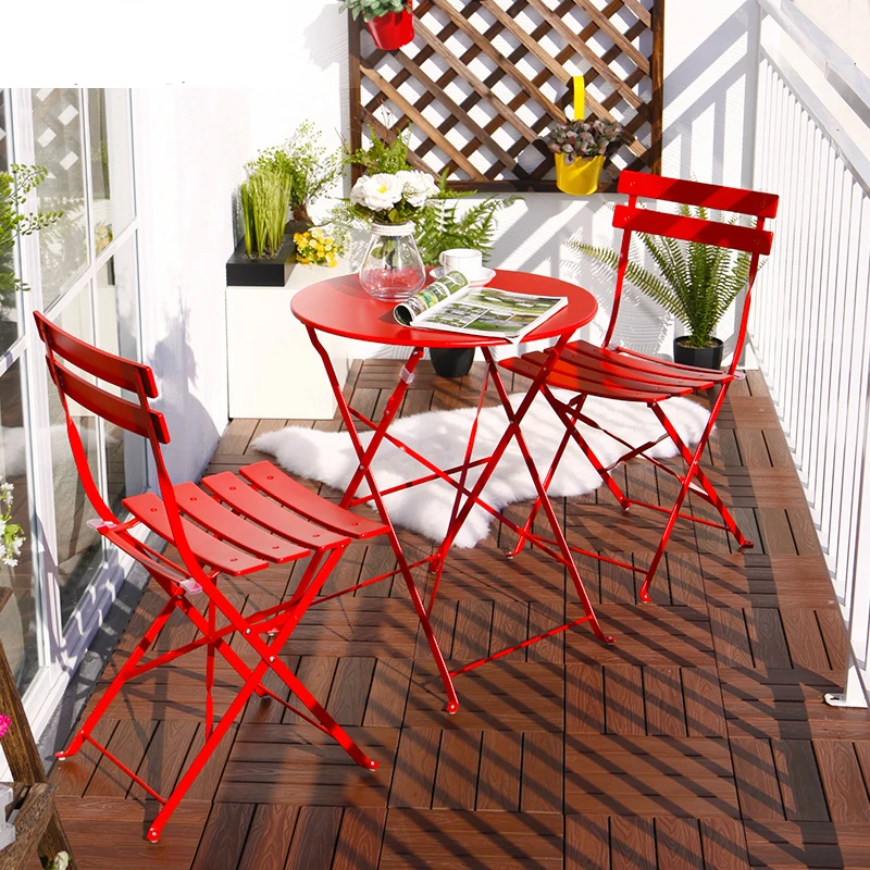 Balcony Table and Chair Sets Three Iron Table Furniture Folding Outdoor Tables and Chairs Coffee Shop Leisure Tables and Chairs Balcony Table and Chair Sets Three Iron Table Furniture Folding Outdoor Tables and Chairs Coffee Shop Leisure Tables and Chairs