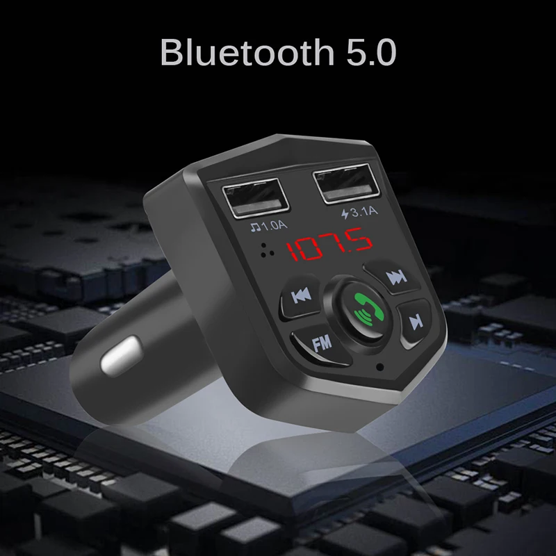 Onever 5 V/3.1A Bluetooth 5,0 FM передатчик автомобильный комплект громкой связи беспроводной Quick Charge Dual USB зарядное устройство MP3 плеер