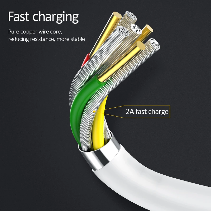 USAMS USB кабель для iPhone 7 8 XR анти Тип изгиба C 2A Быстрая зарядка телефонный Micro usb c iOS