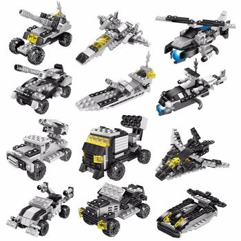 

new Model Building Blocks Military Vehicles Aircraft Tank Car Ship Bricks Compatible gift Weapons Educational Toy For Children