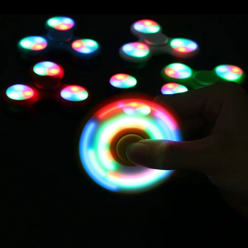 LED Light Fidget Spinner Finger ABS EDC Hand Spinner Tri For Kids Autism ADHD 5 Styles