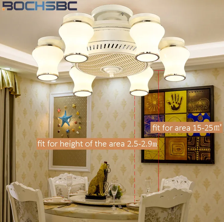 BOCHSBC современный светодиодный потолочная люстра с вентилятором 8 головок анион белые подвесные люстры столовая гостиная ночник с подставкой