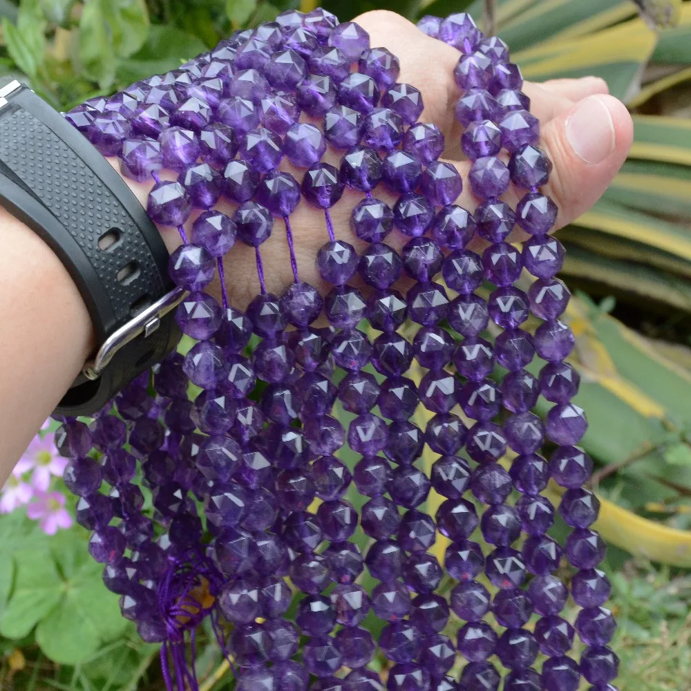 

Natural Good Quality Amethyst Triangle Faceted Beads 10mm