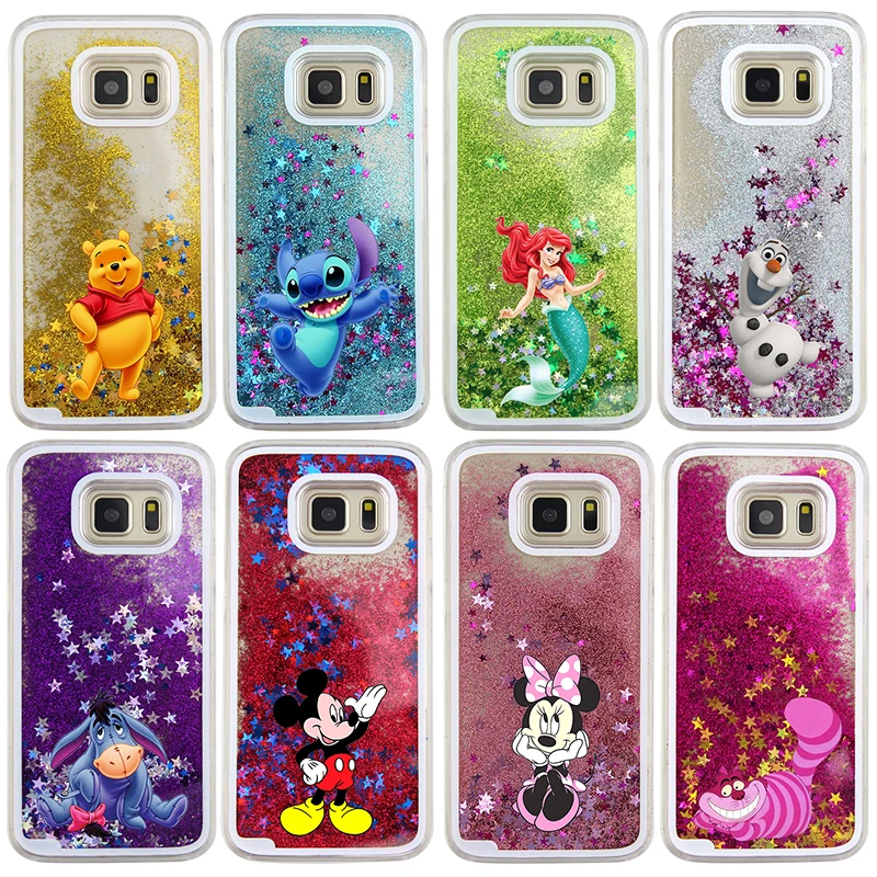 

Cute Cartoon Minnie Stitch Mermaid Quicksand Water Liquid case for Samsung Galaxy S7 edge S8 S9 Plus Note 8 9 Cover Fundas