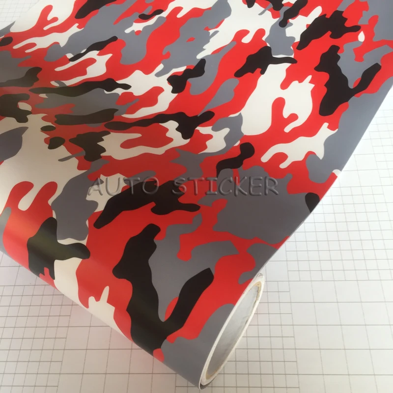 red camo vinyl car wrapping 1