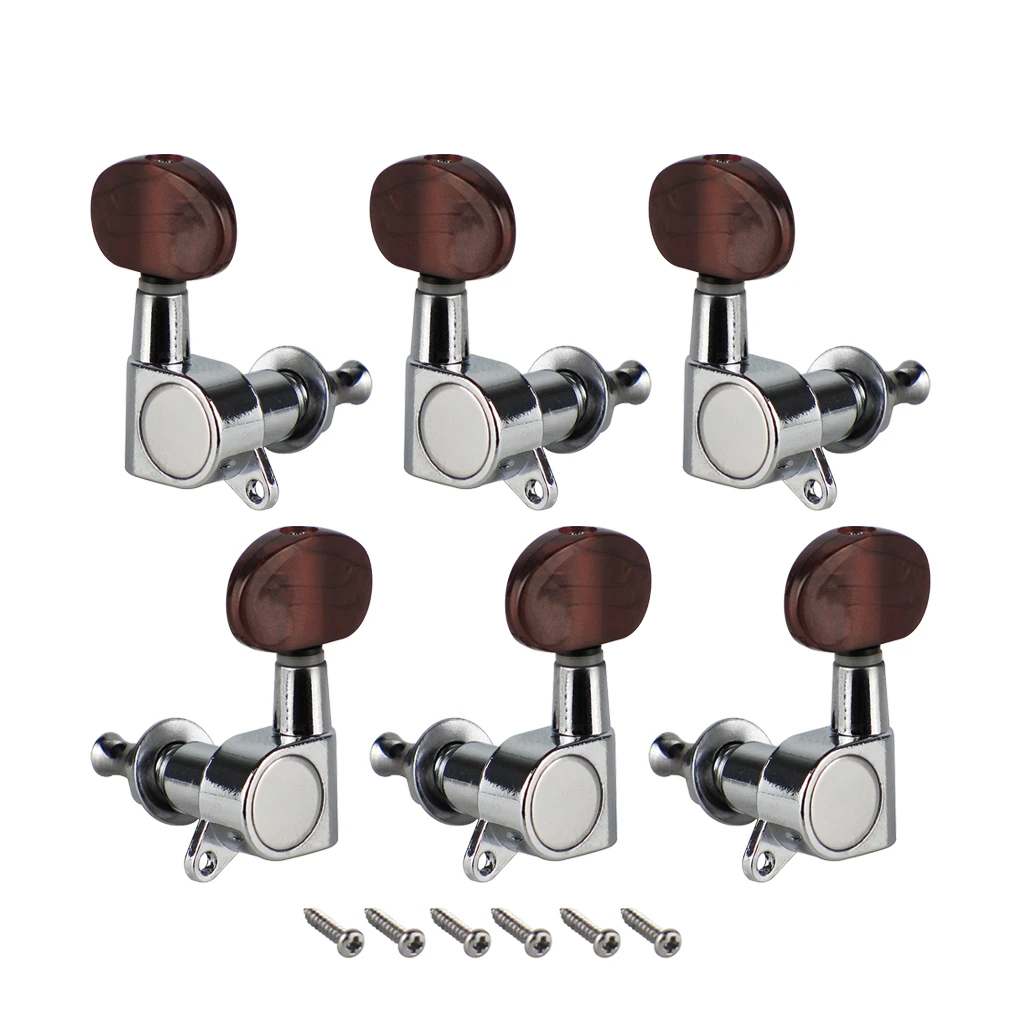 Chrome 6R Electric Acoustic Guitar String Tuning Pegs Tuner Sealed Machine Heads