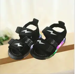 Детские светодиодные сандалии с подсветкой Детская летняя обувь светящиеся сандалии для мальчиков и девочек мигающие мягкие пляжные
