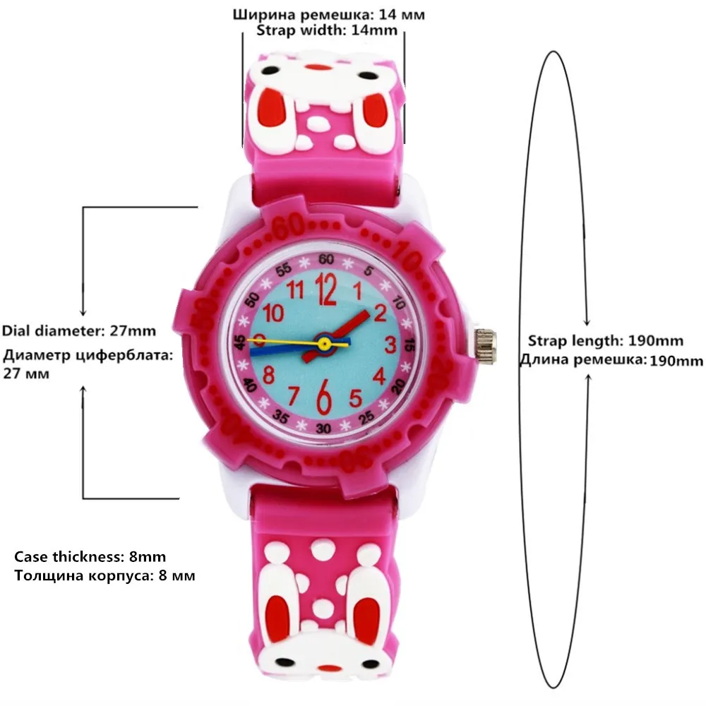 PENGNATATE детские часы для девочек прекрасный розовый ремешок мультфильм наручные часы «кролик» милый подарок студентам дети силиконовые 3D Браслет наручные часы
