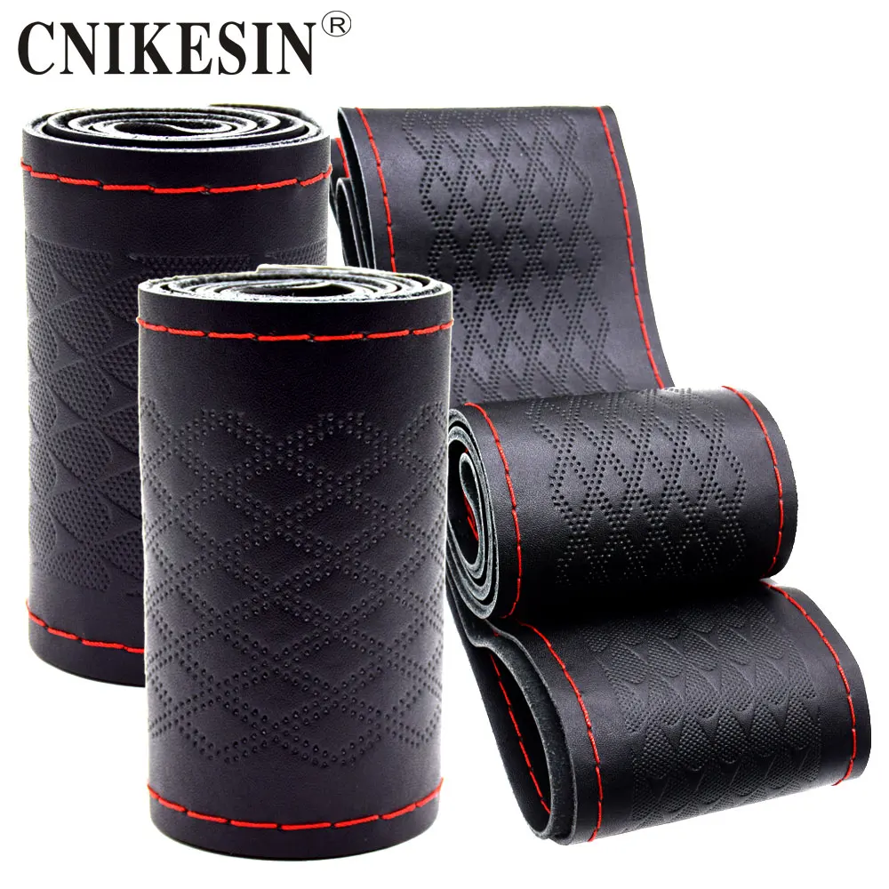 

CNIKESIN Car Steering Wheel Cover Genuine Leather With Soft Anti-Slip Black DIY Braid & Needles Thread Fit For 38cm Diameter