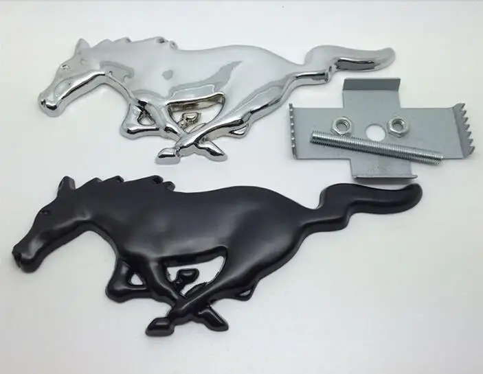1 шт. высокое качество 3D металла Мустанг бегущая лошадь автомобиль эмблемы логотипа спереди решетка для Капота Знак автомобилей Стайлинг