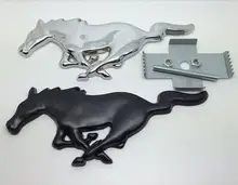 1 pçs de alta qualidade 3d metal mustang correndo cavalo emblema do carro logotipo capa dianteira grille emblema estilo do carro