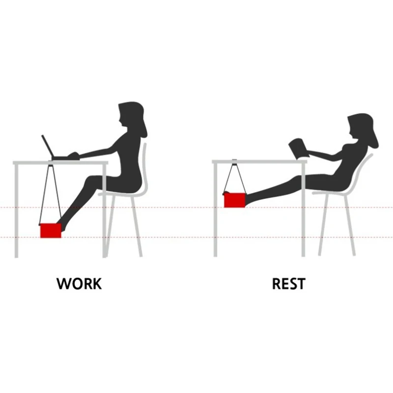 Портативный Регулируемый Мини офис подставка для ног/ног стул подставка стол гамак для ног (красные и белые полосы)