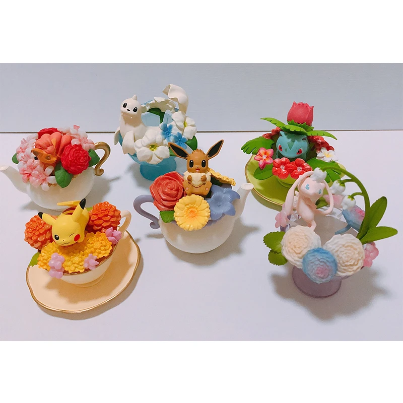 

Anime 6pcs/set Kawaii Pikachu Eevee Dewgong Ivysaur Vulpix Mew Cute Floral Cup Collection PVC Action Figure Collection Model Toy