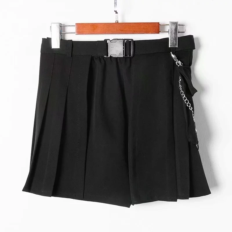 Женская мини-юбка с запахом в клетку с роговой пряжкой Preppy Stylr mini Skort