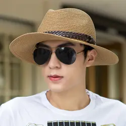 Шляпа От Солнца мужские летние соломенная шляпа новая версия ковбой ВС Кепки широкими полями Для мужчин шляпа солнца