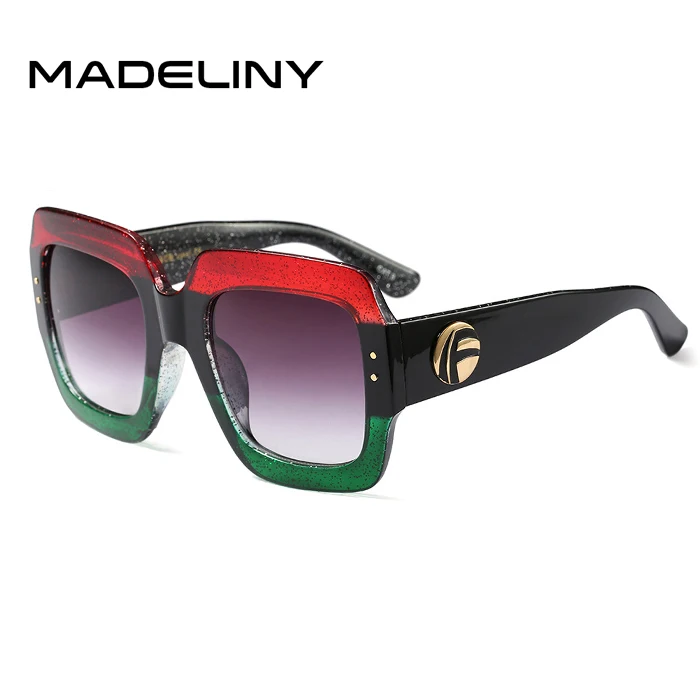Madeliny Популярные Солнцезащитные очки для женщин Роскошные Для женщин Брендовая дизайнерская обувь квадратный Летний стиль большой Рамки Одежда высшего качества УФ-защита Защита от солнца Стекло ma178 - Цвет линз: C5