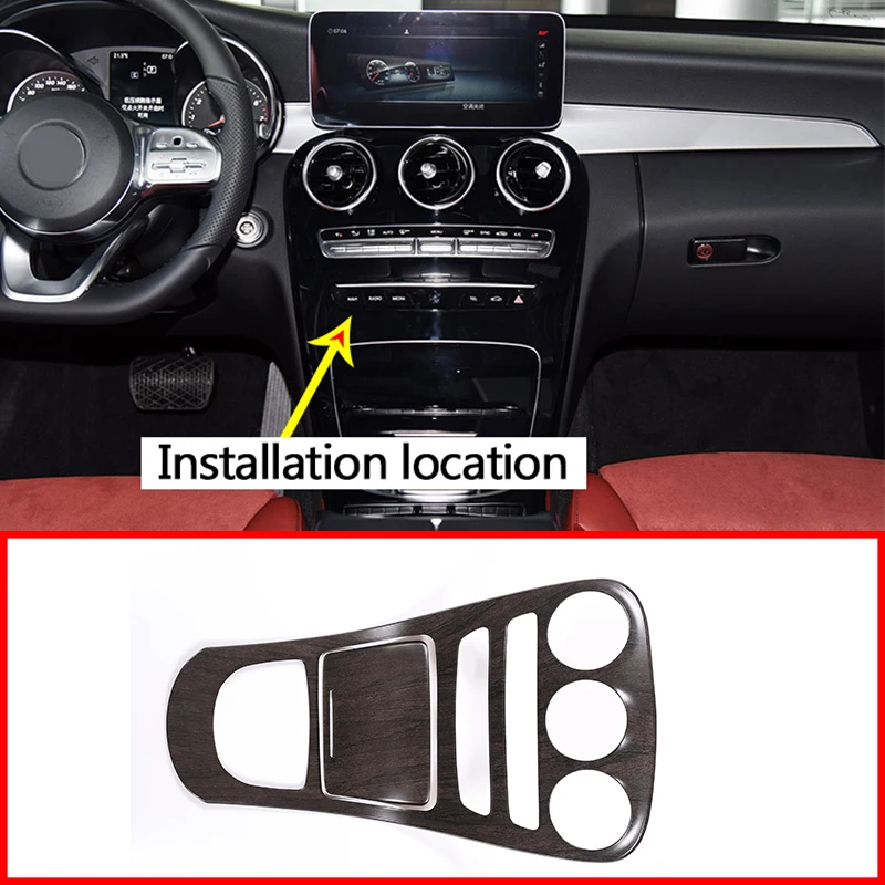 

2Pcs Oak Wood Grain ABS Center Console Decoration Panel Cover Trim For Mercedes Benz C Class W205 2019 Car Accessories