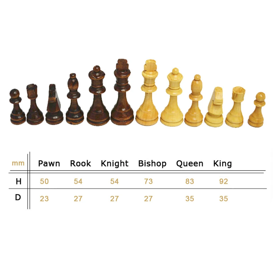 32 Pieces Wooden Chess King Height 54/65/80/92/105mm Chess Game Set Chessmen Competitions Set Kid Adult Gift IA14