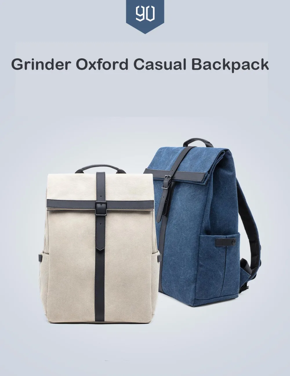 2019 NEW Xiaomi 90FUN Grinder Oxford Casual Backpack 15.6 inch Laptop Bag British Style Daypack for Men Women School Boys Girls 1