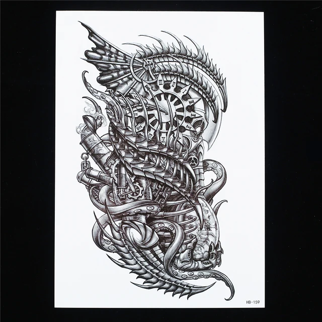 1pc Creative Tatoo Design Fake Machine Dragon Picture Design Women Men Body Sleeve Back Art HB159 Temporary Water Tattoo Sticker 1pc Creative Tatoo Design Fake Machine Dragon Picture Design Women Men Body Sleeve Back Art HB159 Temporary Water Tattoo Sticker