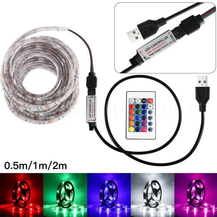

2018 50CM USB LED Strip Light TV Back Lamp 5050RGB Colour Changing+Remote Control F11