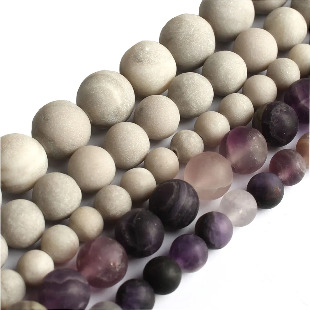 

Dull polish Matte Natural Purple Fluorite Round beads for jewelry Bracelet ,Necklace, making 15inches/strand 6/8mm pick size