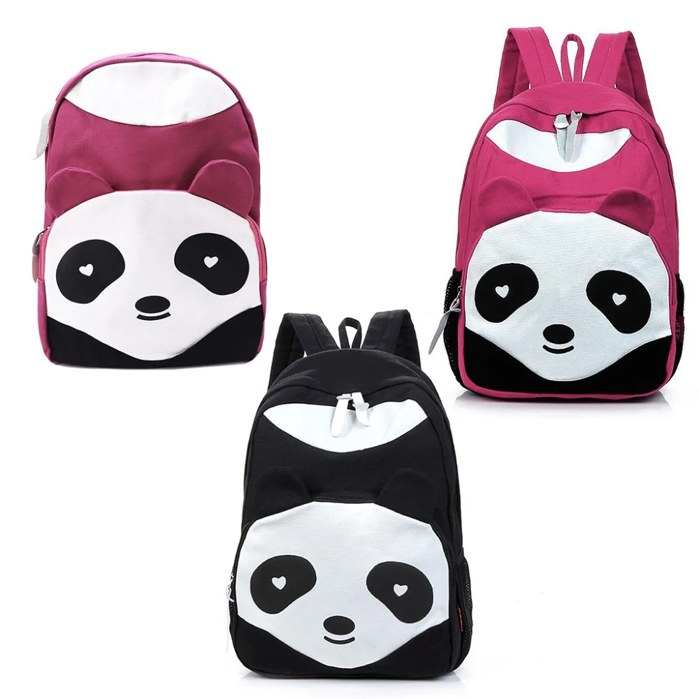 Women Girl Canvas Backpack Cute Panda Rucksack Travel Shoulder School