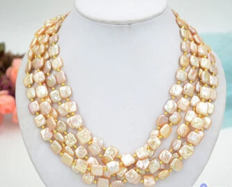 

Jewelr 004208 5row 13mm NATURE pink square coin freshwater pearl necklace