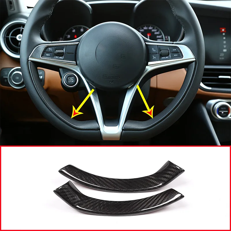 

Real Carbon Fiber Style Steering Wheel Decoration Frame Strip Cover Trim For Alfa Romeo Giulia Stelvio 2017 2018 Car Accessory