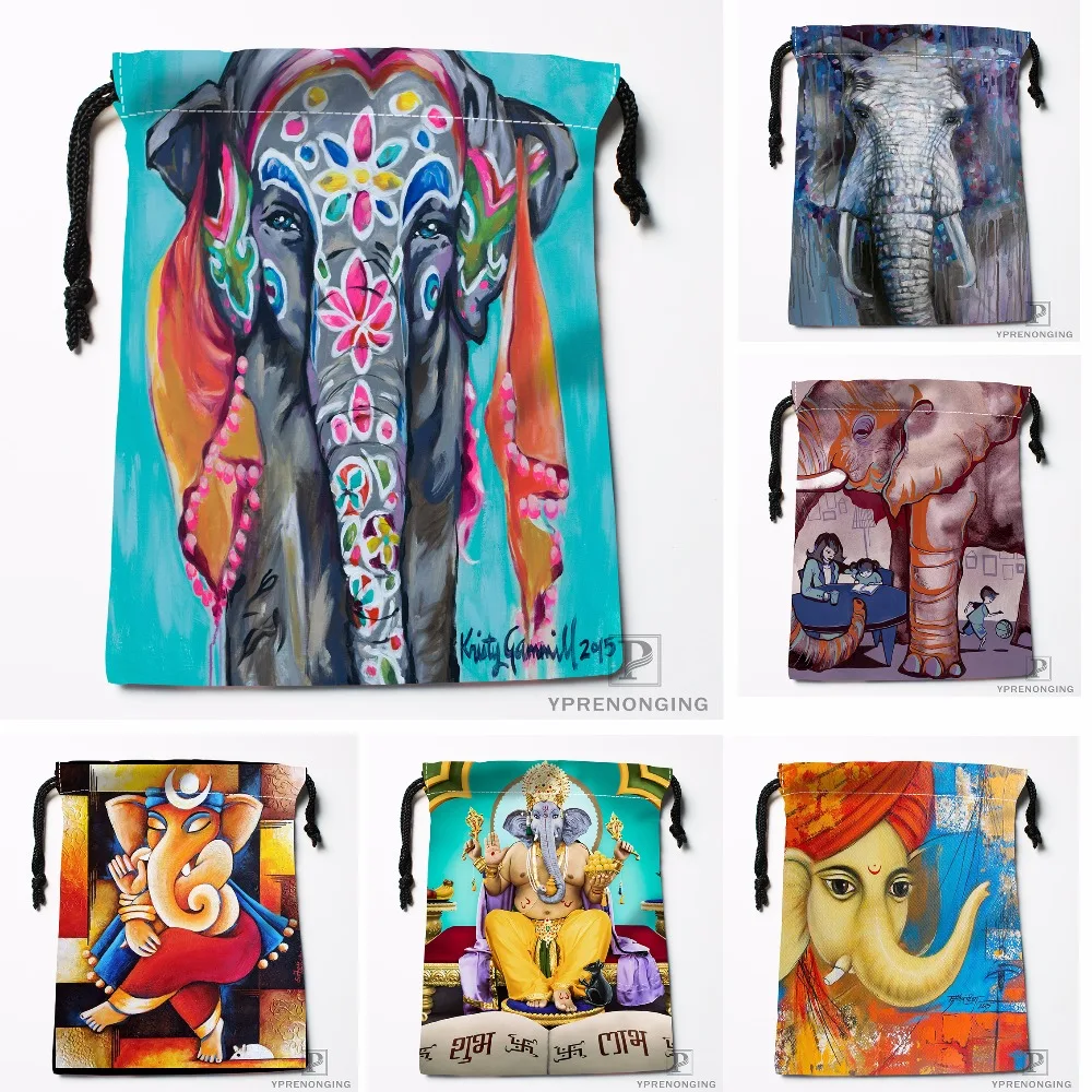Custom Manjari Sharma Lord Elephant Drawstring Bags Travel Storage Mini Pouch Swim Hiking Toy Bag Size
