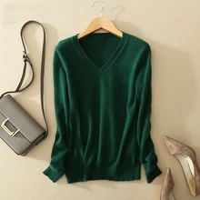 Sweater V Neck Women Fashion Autumn Cashmere Kint Sweater V Neck Solid Slim Sexy Pullovers Coat Female Blouse Knit Sweater
