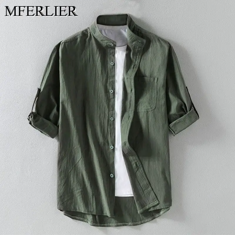 Summer cotton linen men shirts 5XL 6XL 7XL Bust 136cm Plus size large size shirt men 3 colors Summer cotton linen men shirts 5XL 6XL 7XL Bust 136cm Plus size large size shirt men 3 colors