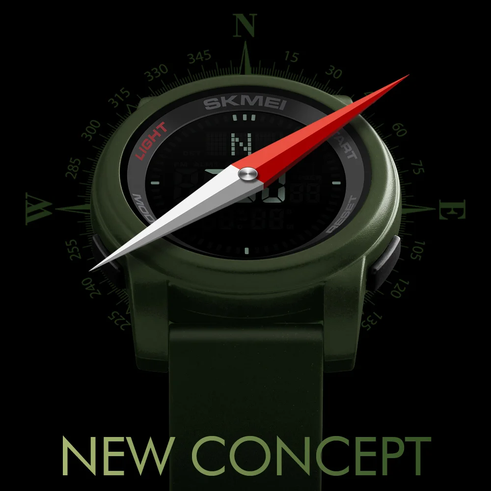  SKMEI Men Sports Compass LED Watches Watwrproof Luxury Fashion Military Watch Digital Outdoor Wristwatch Relogio Masculino 1289