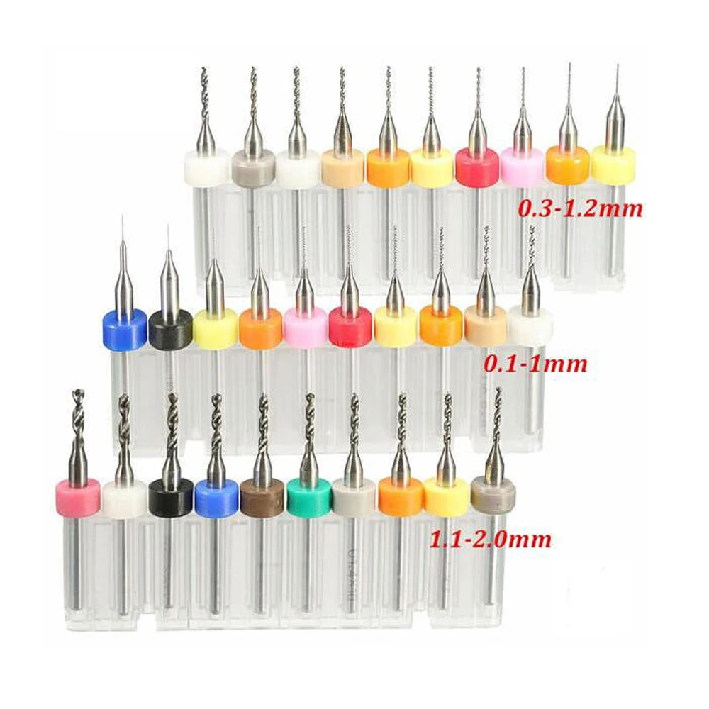 WENXING 10pcs/set PCB mini drill Bit tungsten steel carbide for print circuit board cnc drill Bits Machine 4 22mm hss spiral fluted center drill bit carbide mini drill accessories titanium step cone fluted center drill bit