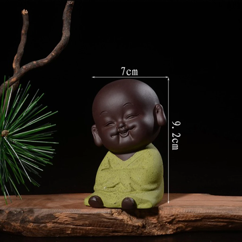 Amagogo Mini Ceramic Buddha Statue Monk Tea Pet for Zen Garden Sand Meditation Home Office Table Decoration