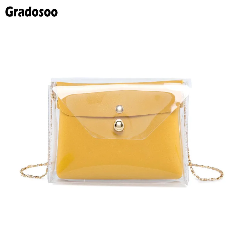 

Gradosoo 2pcs Transparent Clean Chain Crossbody Clutch Shoulder Bags For Women 2019 Female Girls Mini Messenger Small Bag LBF457