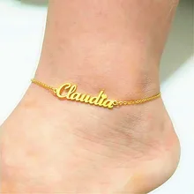 Персонализированное имя, женский браслет на ногу, ювелирные изделия из нержавеющей стали, ручная работа, цепочка на ногу, подарок на день рождения
