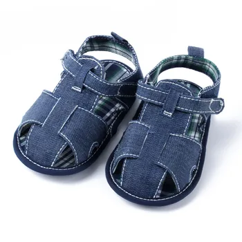 

Newborn Baby Infant Boys Summer Shoes Hard Sole Blue Faux Jeans Toddle Shoes First Walkers Infant Baby Shoes