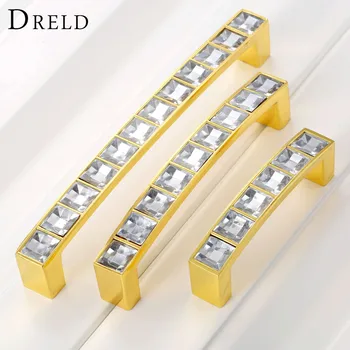 

DRELD 64/96/128mm Furniture Handle Glass Crystal Cabinet Knobs and Handles Cupboard Drawer Kitchen Pull Knobs Furniture Hardware