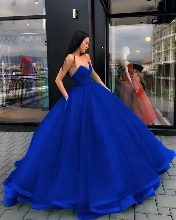 Простое милое платье Vestidos De Graduacion Tull Vestido Formatura, бальное платье, длинное вечернее платье для выпускного вечера Robe De Soiree - Цвет: Синий