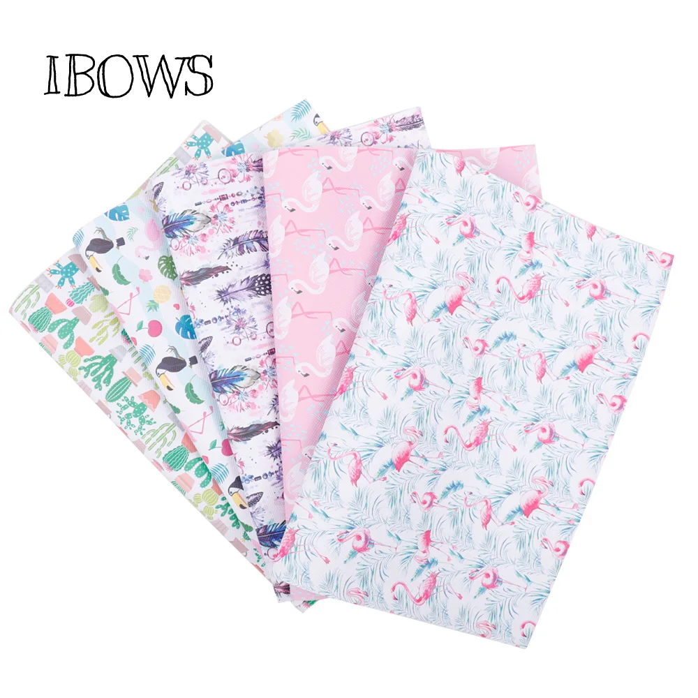 

22CM*30CM Synthetic Leather Fabric Flamingo Cactus Printed Pu Faux Fabric For DIY Bag Shoes Material Handmade Crafts Decoration