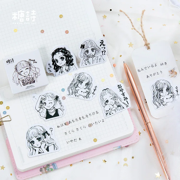 

45 PCS/box Creative New Little Sister Paper Lable Stickers Crafts And Scrapbooking Decorative Lifelog Sticker Lovely Stationery
