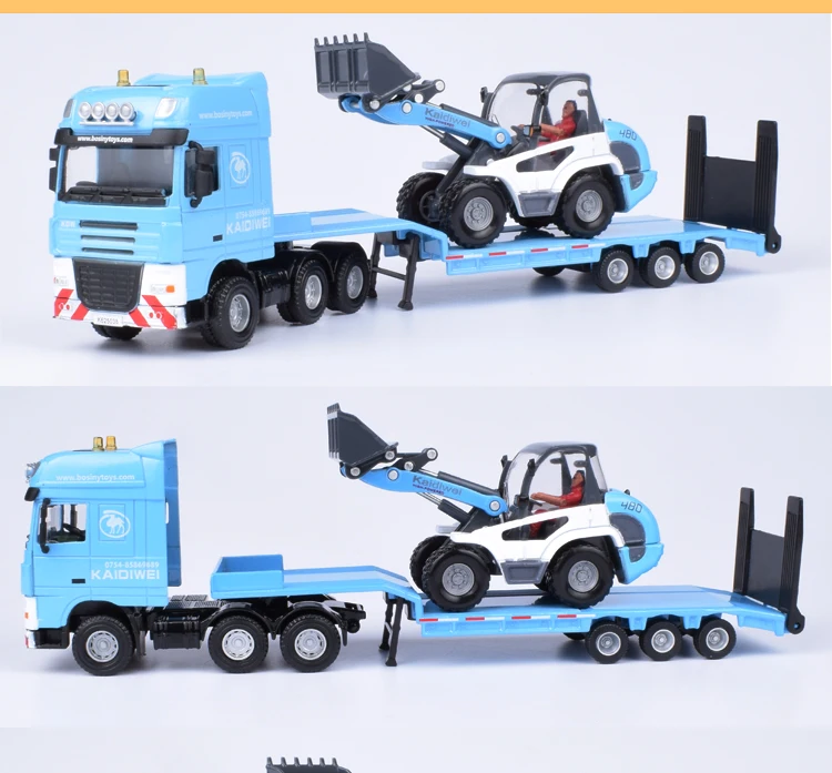 CAMION,greenJouet pour enfant, modèle de voiture en alliage moulé, Semi remorque, plate forme