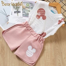 Одежда для девочек, Летние Стильные комплекты одежды для маленьких мальчиков и девочек, футболка с принтом с героями мультфильмов+ шорты, 2 предмета, одежда для детей 3-7 лет