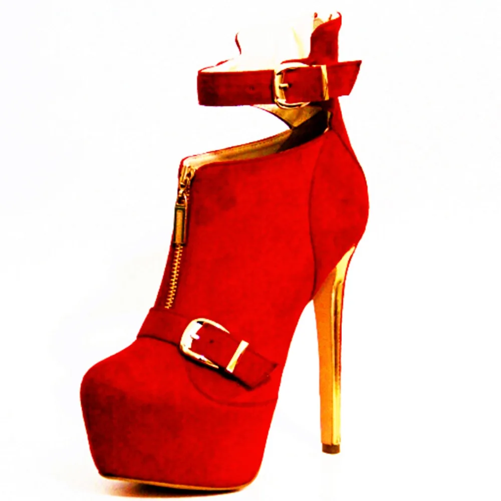 SHOFOO/обувь модная новинка,, красная кашемировая кожа, 14,5 см сапоги на высоком каблуке, ботильоны. Размер: 34-45