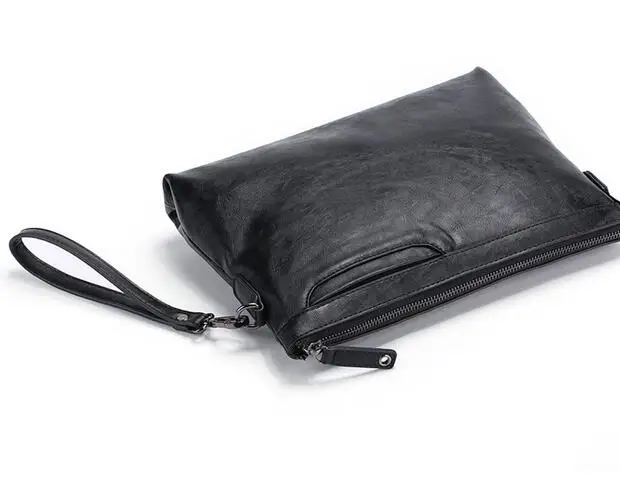 Men's handbags tide large capacity envelope soft leather clutch bag