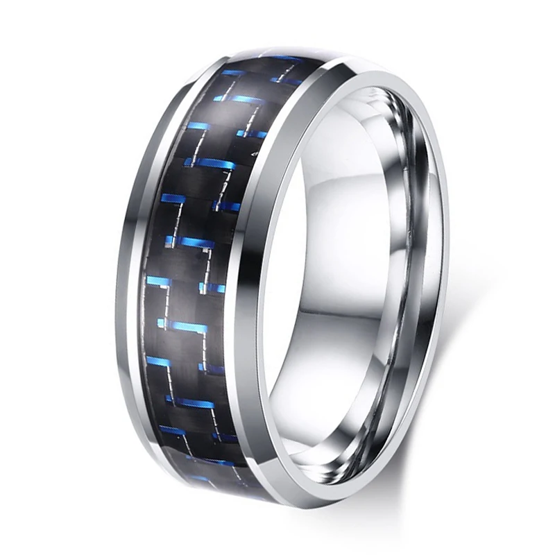 Quality Red and Black Carbon Fiber Ring 316L Stainless Steel Men's Wedding Band Rings Alliance