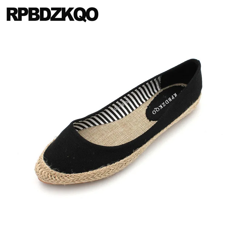 Breathable Cheap Shoes China Flats Black Pointed Toe Espadrilles Blue